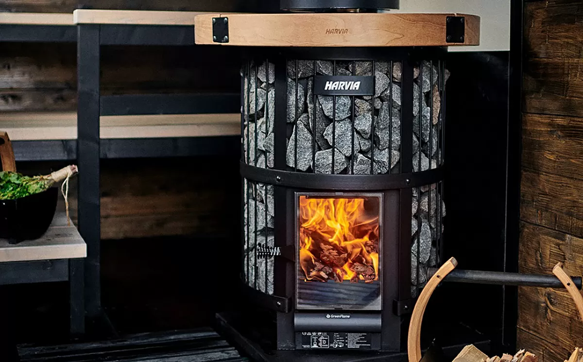 What safety features are included with wood sauna stoves?